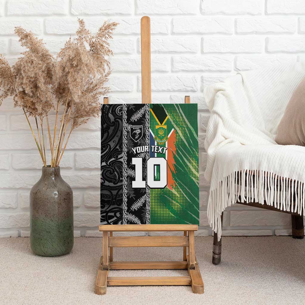 Custom Aotearoa South Africa Rugby Freedom Cup Canvas Wall Art Maori Silver Fern Art and Sporty Flag SA - Polynesian Pride