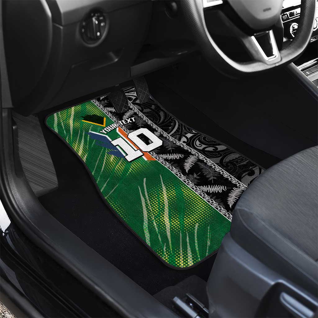 Custom Aotearoa South Africa Rugby Freedom Cup Car Mats Maori Silver Fern Art and Sporty Flag SA - Polynesian Pride