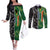 Custom Aotearoa South Africa Rugby Freedom Cup Couples Matching Off The Shoulder Long Sleeve Dress and Long Sleeve Button Shirt Maori Silver Fern Art and Sporty Flag SA - Polynesian Pride