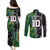 Custom Aotearoa South Africa Rugby Freedom Cup Couples Matching Puletasi and Long Sleeve Button Shirt Maori Silver Fern Art and Sporty Flag SA - Polynesian Pride