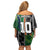 Custom Aotearoa South Africa Rugby Freedom Cup Family Matching Off Shoulder Short Dress and Hawaiian Shirt Maori Silver Fern Art and Sporty Flag SA - Polynesian Pride