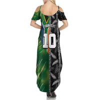 Custom Aotearoa South Africa Rugby Freedom Cup Family Matching Summer Maxi Dress and Hawaiian Shirt Maori Silver Fern Art and Sporty Flag SA LT03 - Polynesian Pride