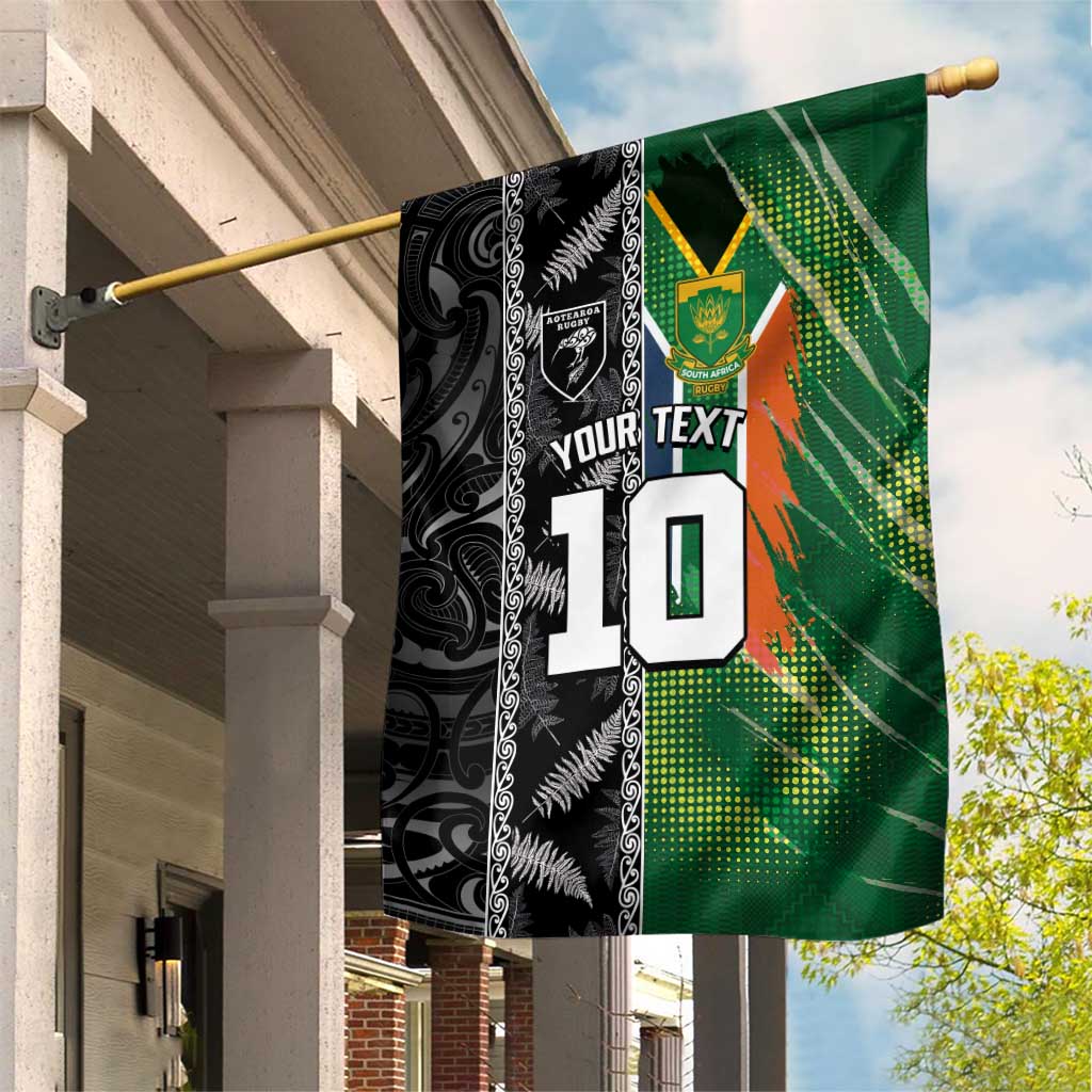 Custom Aotearoa South Africa Rugby Freedom Cup Garden Flag Maori Silver Fern Art and Sporty Flag SA - Polynesian Pride