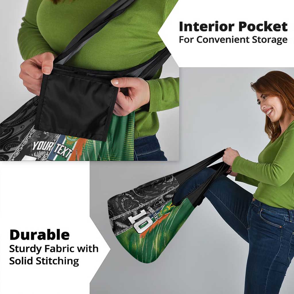 Custom Aotearoa South Africa Rugby Freedom Cup Grocery Bag Maori Silver Fern Art and Sporty Flag SA - Polynesian Pride