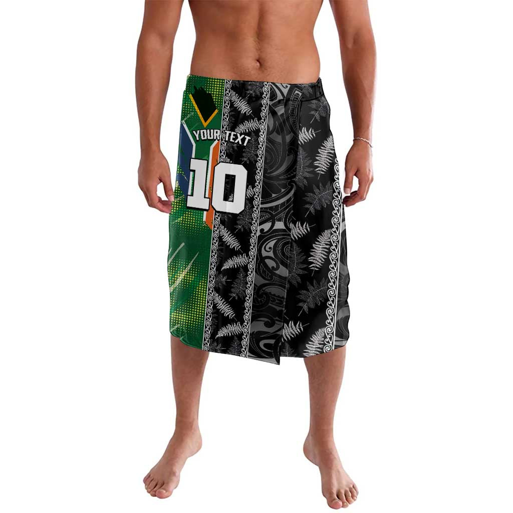 Custom Aotearoa South Africa Rugby Freedom Cup Lavalava Maori Silver Fern Art and Sporty Flag SA - Polynesian Pride
