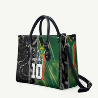 Custom Aotearoa South Africa Rugby Freedom Cup Leather Bag Maori Silver Fern Art and Sporty Flag SA - Polynesian Pride