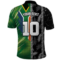 Custom Aotearoa South Africa Rugby Freedom Cup Polo Shirt Maori Silver Fern Art and Sporty Flag SA - Polynesian Pride