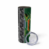 Custom Aotearoa South Africa Rugby Freedom Cup Skinny Tumbler Maori Silver Fern Art and Sporty Flag SA - Polynesian Pride