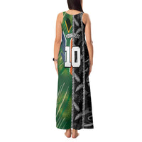 Custom Aotearoa South Africa Rugby Freedom Cup Tank Maxi Dress Maori Silver Fern Art and Sporty Flag SA - Polynesian Pride