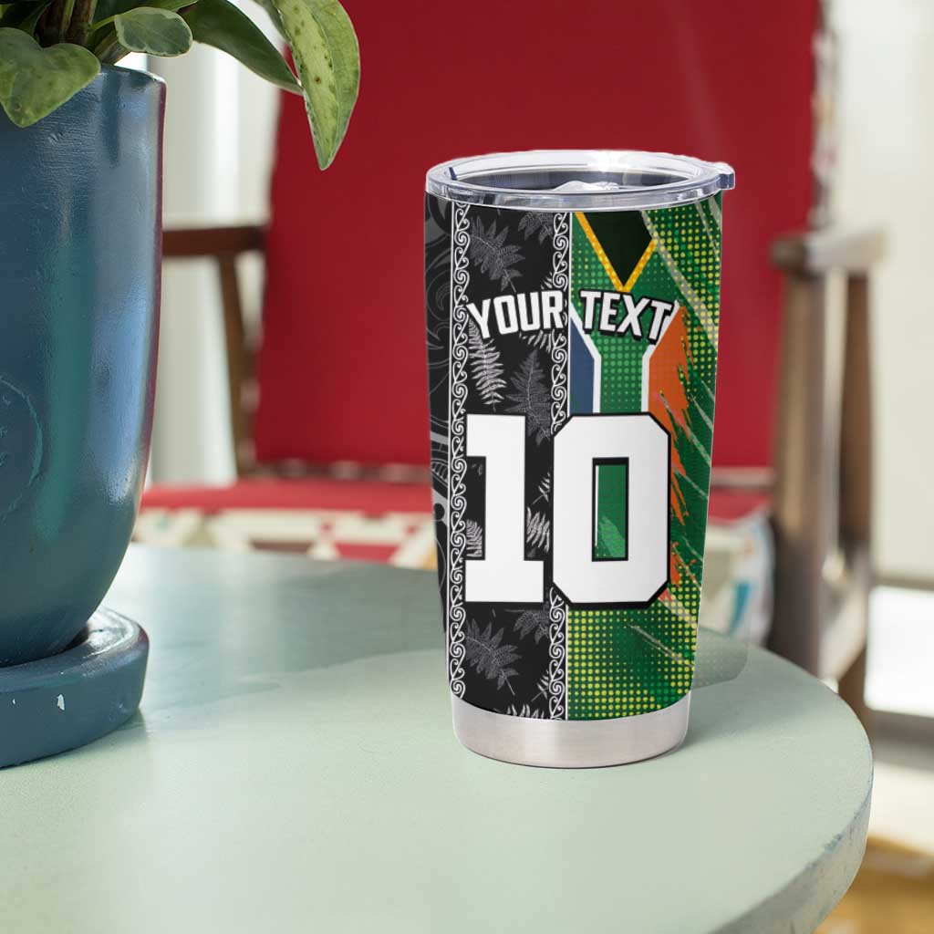 Custom Aotearoa South Africa Rugby Freedom Cup Tumbler Cup Maori Silver Fern Art and Sporty Flag SA - Polynesian Pride