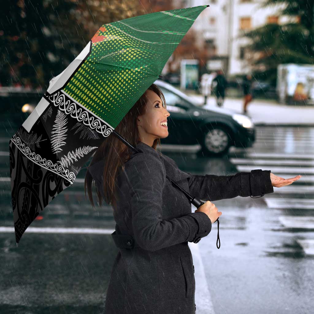 Custom Aotearoa South Africa Rugby Freedom Cup Umbrella Maori Silver Fern Art and Sporty Flag SA - Polynesian Pride