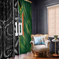 Custom Aotearoa South Africa Rugby Freedom Cup Window Curtain Maori Silver Fern Art and Sporty Flag SA - Polynesian Pride