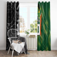 Custom Aotearoa South Africa Rugby Freedom Cup Window Curtain Maori Silver Fern Art and Sporty Flag SA - Polynesian Pride