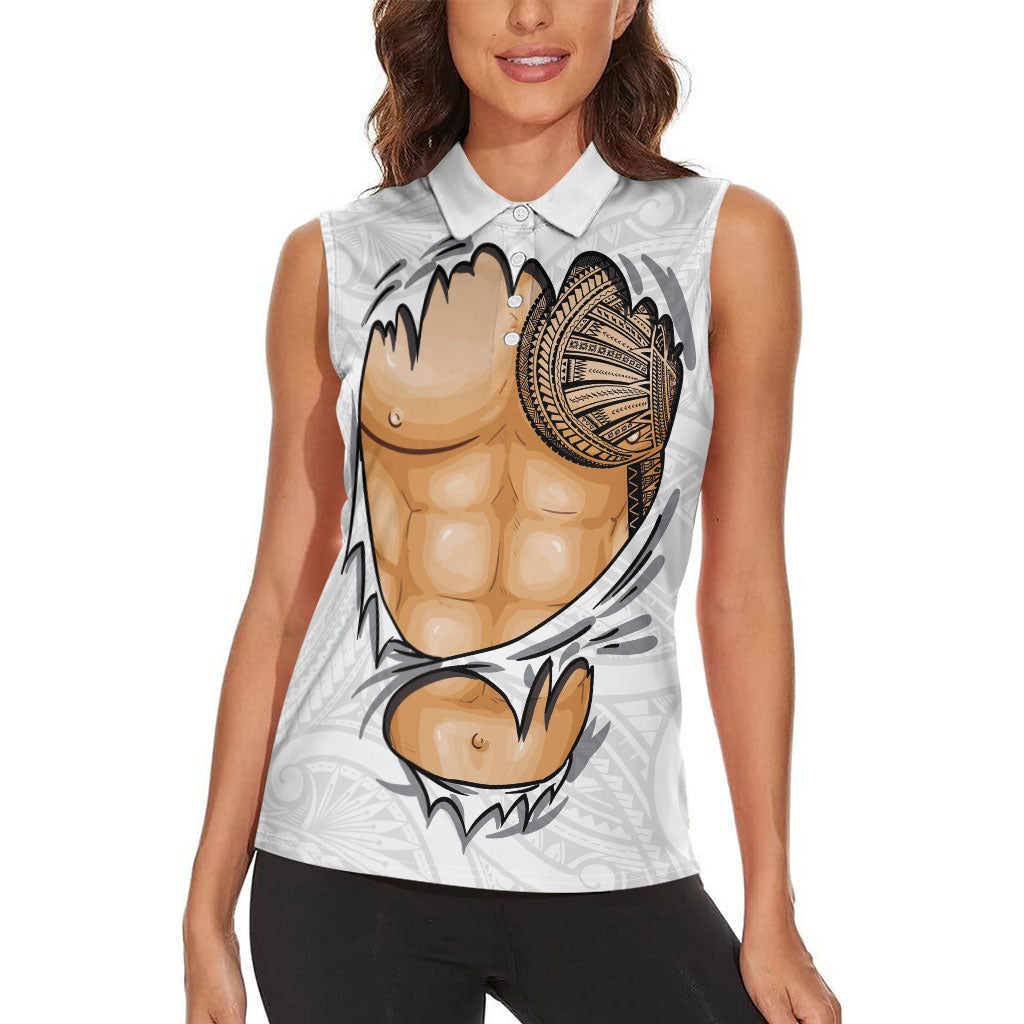 Samoan Tatau Women Sleeveless Polo Shirt Tattoo Reveal Effect