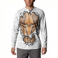 Hawaiian Kakau Button Sweatshirt Aquaman Tattoo Reveal Effect