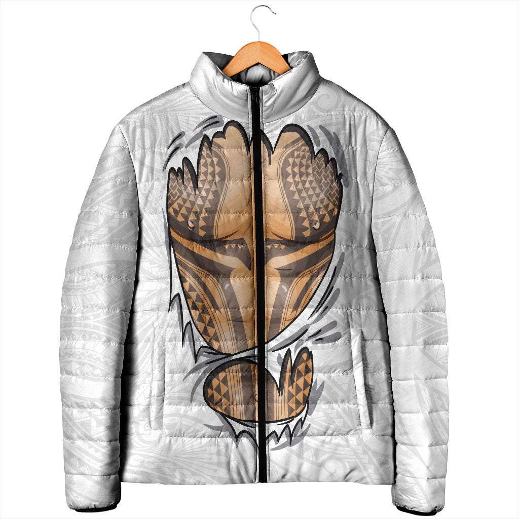 Hawaiian Kakau Padded Jacket Aquaman Tattoo Reveal Effect