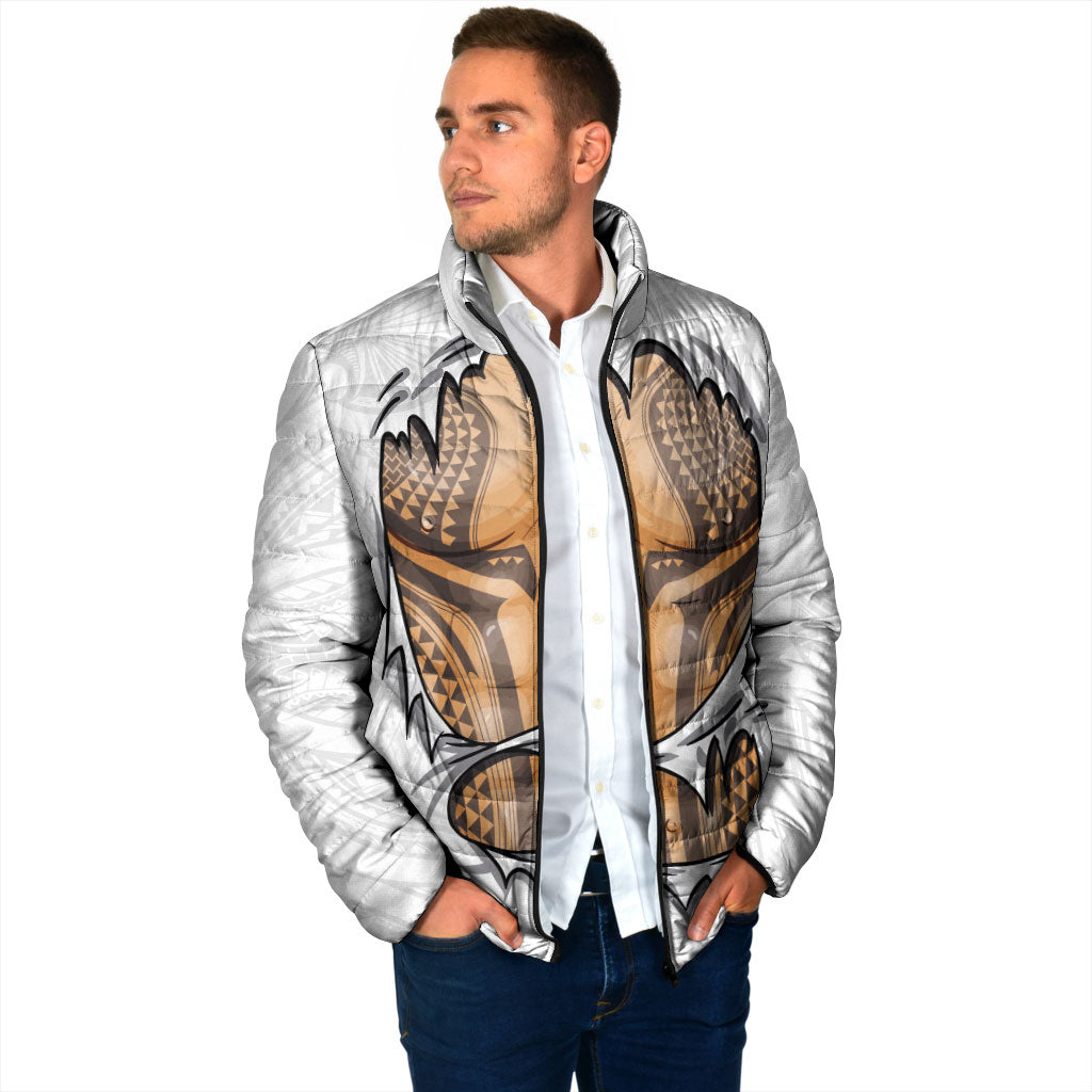Hawaiian Kakau Padded Jacket Aquaman Tattoo Reveal Effect