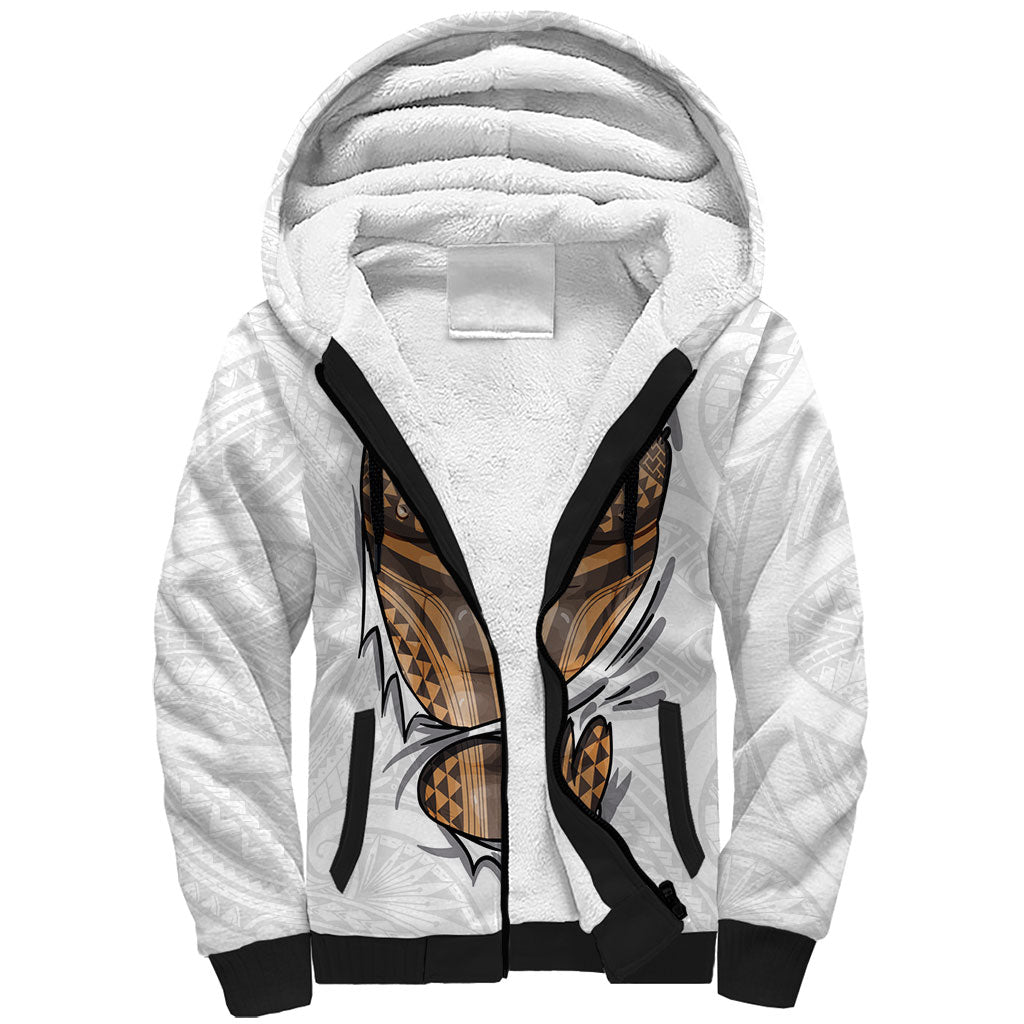Hawaiian Kakau Sherpa Hoodie Aquaman Tattoo Reveal Effect