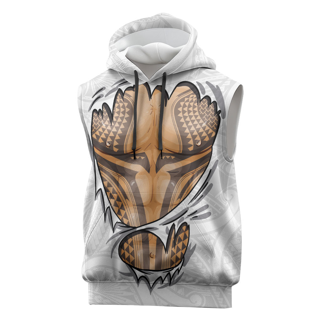 Hawaiian Kakau Sleeveless Hoodie Aquaman Tattoo Reveal Effect