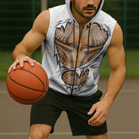 Hawaiian Kakau Sleeveless Zip Hoodie Aquaman Tattoo Reveal Effect