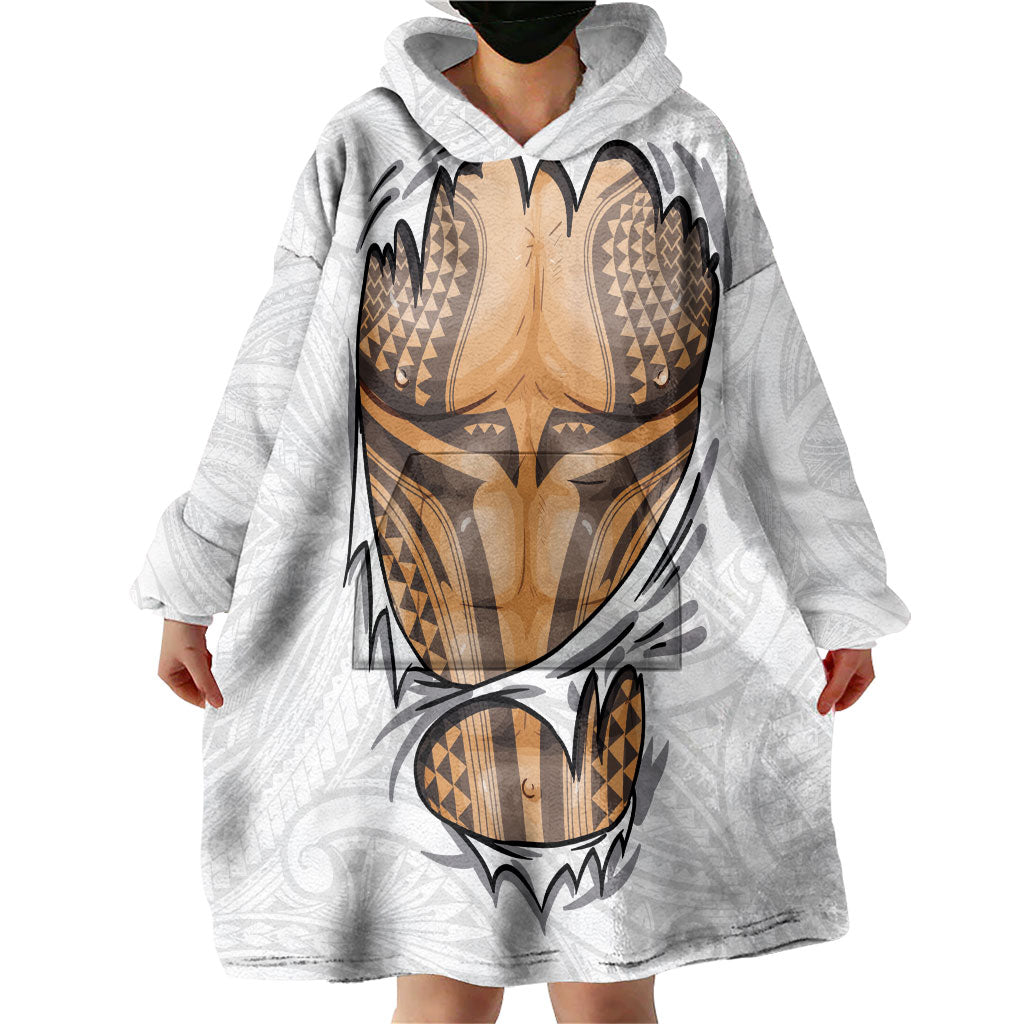 Hawaiian Kakau Wearable Blanket Hoodie Aquaman Tattoo Reveal Effect