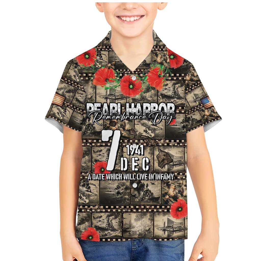 Pearl Harbor Remembrance Day Personalized Family Matching Mermaid Dress and Hawaiian Shirt Memories of December 7 with Red Poppy Lei - Polynesian Pride