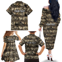 Pearl Harbor Remembrance Day Personalized Family Matching Off The Shoulder Long Sleeve Dress and Hawaiian Shirt Memories of December 7 with Red Poppy Lei - Polynesian Pride