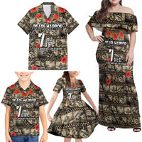 Pearl Harbor Remembrance Day Personalized Family Matching Off Shoulder Maxi Dress and Hawaiian Shirt Memories of December 7 with Red Poppy Lei - Polynesian Pride