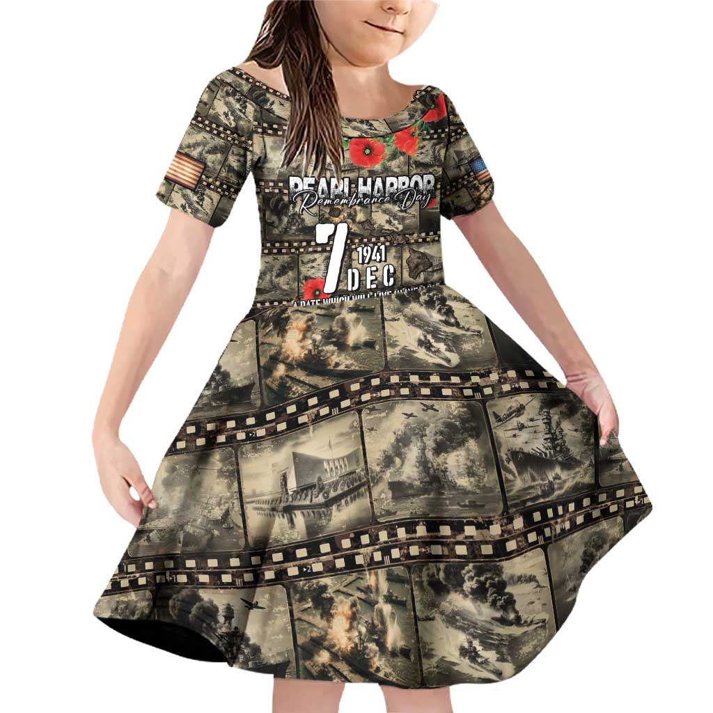Pearl Harbor Remembrance Day Personalized Family Matching Off Shoulder Short Dress and Hawaiian Shirt Memories of December 7 with Red Poppy Lei - Polynesian Pride