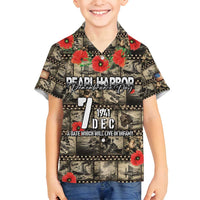 Pearl Harbor Remembrance Day Personalized Family Matching Puletasi and Hawaiian Shirt Memories of December 7 with Red Poppy Lei LT03 Son's Shirt Beige - Polynesian Pride