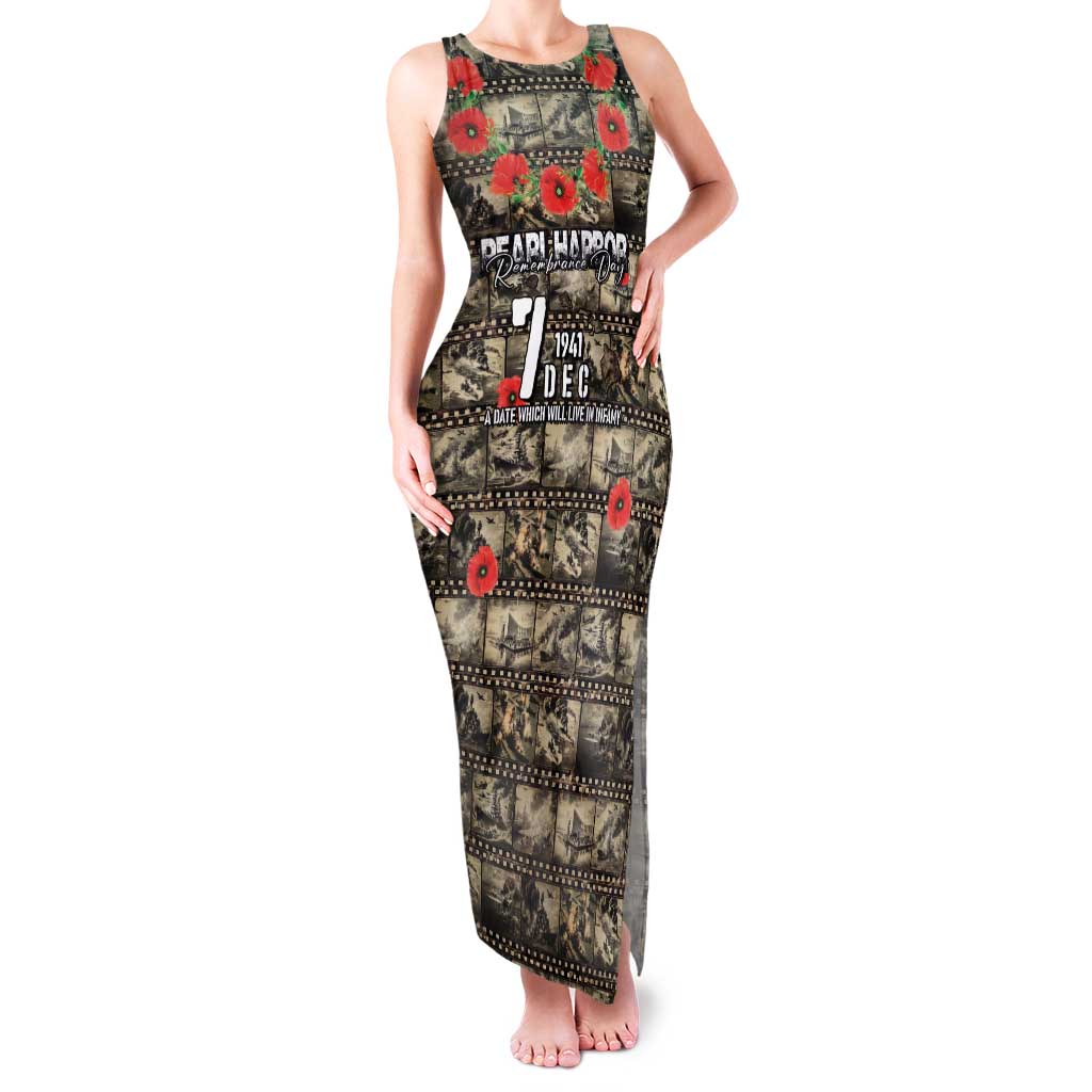 Pearl Harbor Remembrance Day Personalized Family Matching Tank Maxi Dress and Hawaiian Shirt Memories of December 7 with Red Poppy Lei - Polynesian Pride