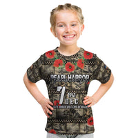 Pearl Harbor Remembrance Day Personalized Kid T Shirt Memories of December 7 with Red Poppy Lei - Polynesian Pride