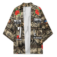 Pearl Harbor Remembrance Day Personalized Kimono Memories of December 7 with Red Poppy Lei LT03 Unisex Beige - Polynesian Pride