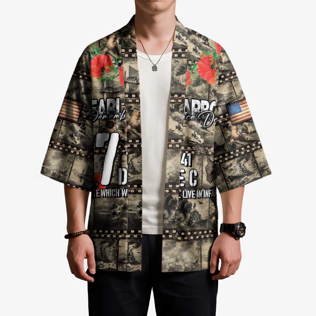 Pearl Harbor Remembrance Day Personalized Kimono Memories of December 7 with Red Poppy Lei LT03 - Polynesian Pride