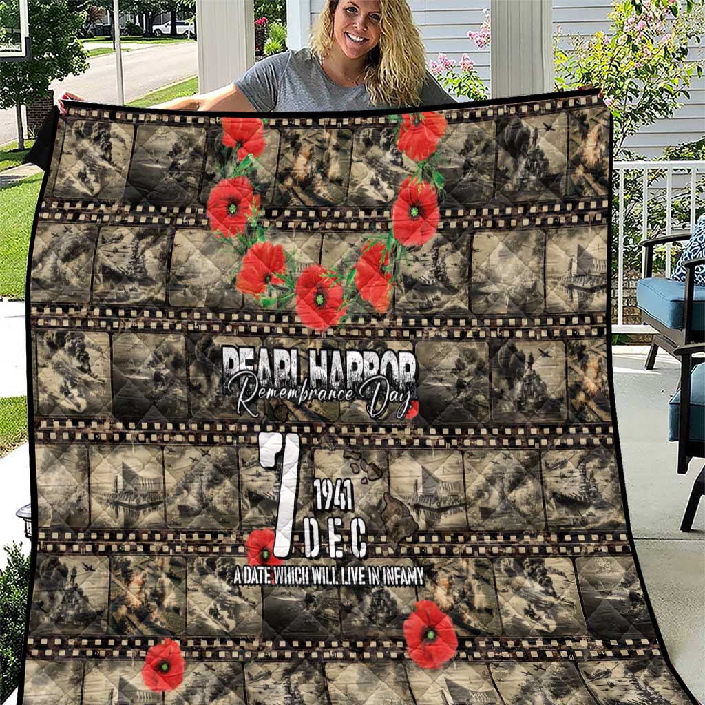 Pearl Harbor Remembrance Day Quilt Memories of December 7 with Red Poppy Lei LT03 Beige - Polynesian Pride