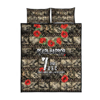 Pearl Harbor Remembrance Day Quilt Bed Set Memories of December 7 with Red Poppy Lei - Polynesian Pride