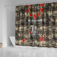Pearl Harbor Remembrance Day Shower Curtain Memories of December 7 with Red Poppy Lei - Polynesian Pride
