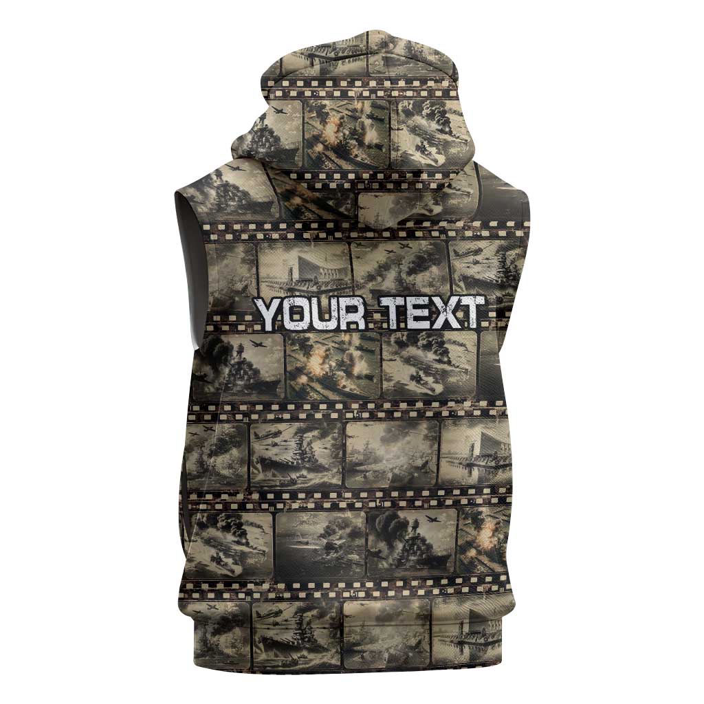 Pearl Harbor Remembrance Day Personalized Sleeveless Zip Hoodie Memories of December 7 with Red Poppy Lei - Polynesian Pride