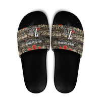 Pearl Harbor Remembrance Day Slide Sandals Memories of December 7 with Red Poppy Lei - Polynesian Pride