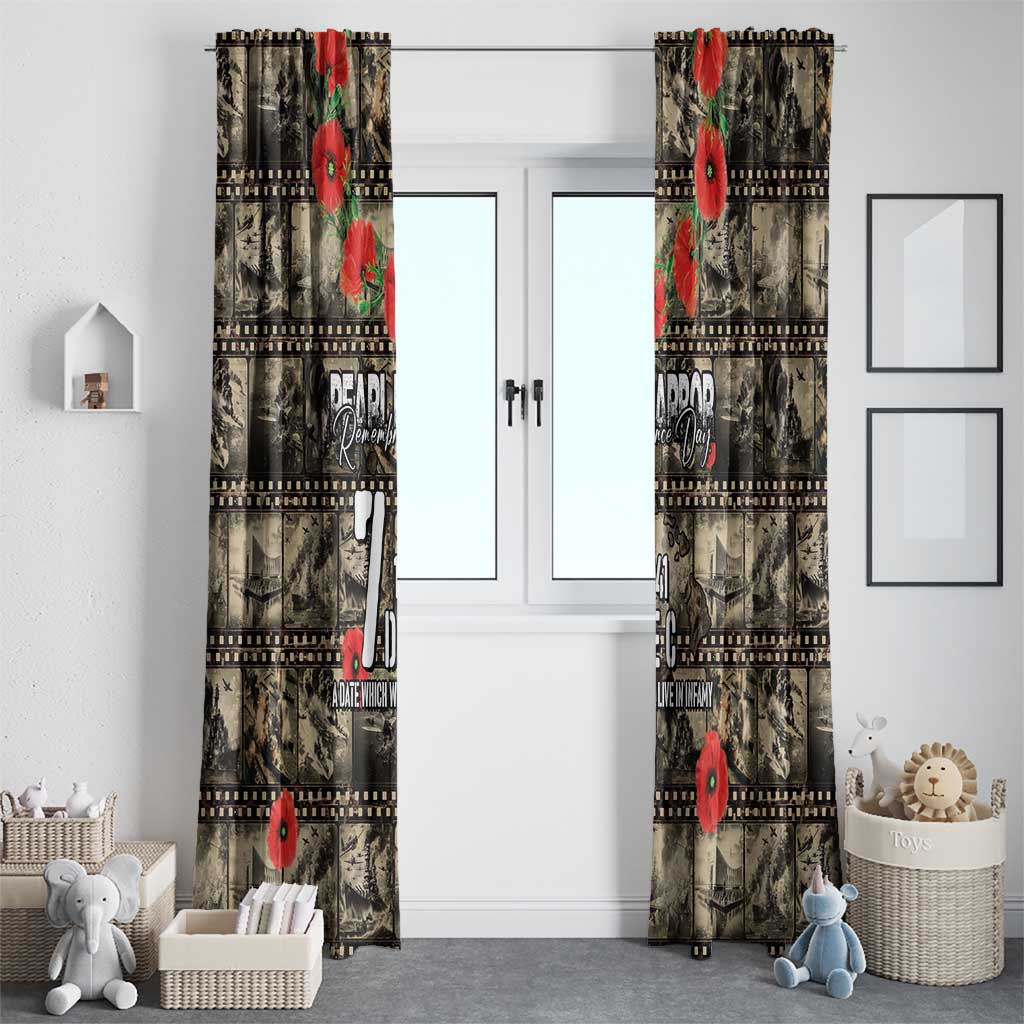 Pearl Harbor Remembrance Day Window Curtain Memories of December 7 with Red Poppy Lei - Polynesian Pride