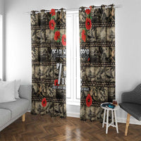 Pearl Harbor Remembrance Day Window Curtain Memories of December 7 with Red Poppy Lei - Polynesian Pride