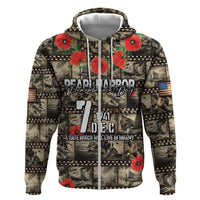 Pearl Harbor Remembrance Day Personalized Zip Hoodie Memories of December 7 with Red Poppy Lei - Polynesian Pride