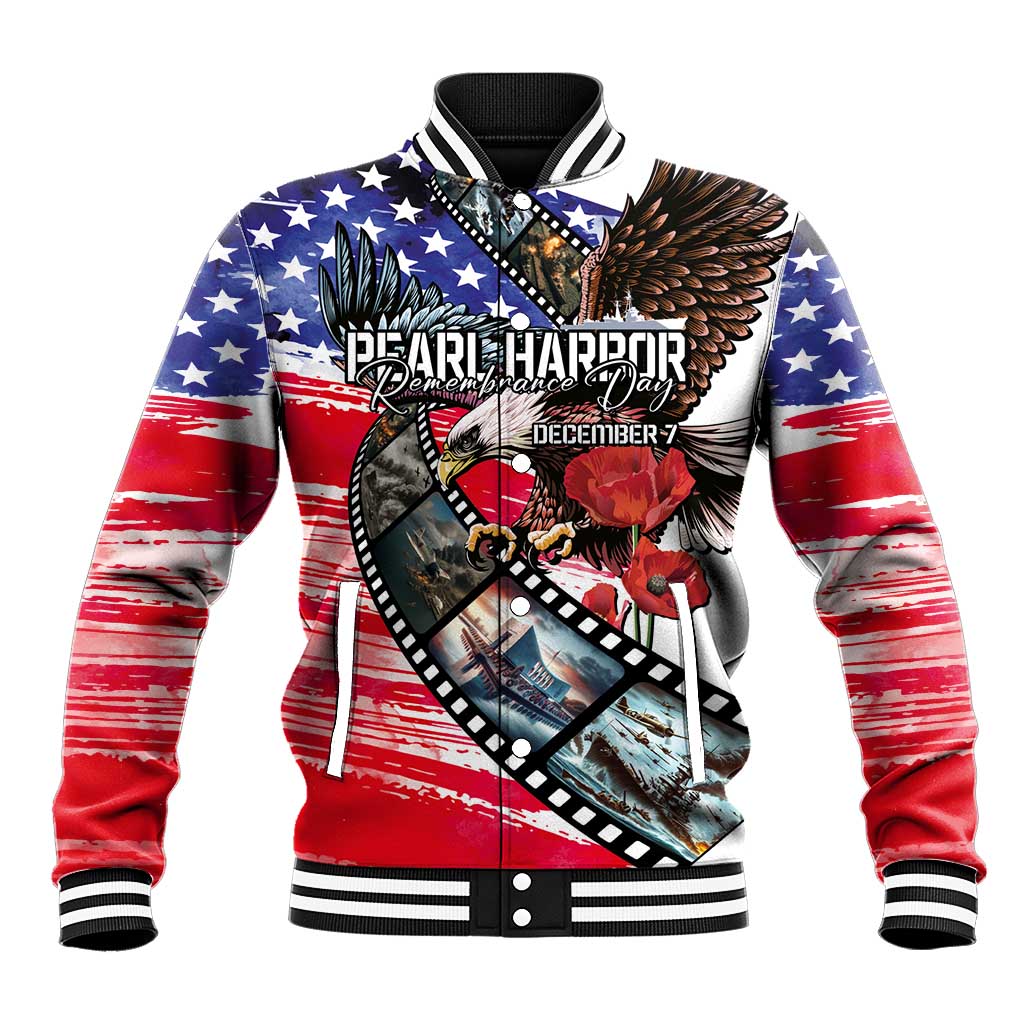 Pearl Harbor Remembrance Day Personalized Baseball Jacket Lest We Forget - The Bald Eagle Remembers - Polynesian Pride