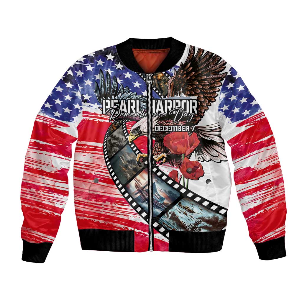 Pearl Harbor Remembrance Day Personalized Bomber Jacket Lest We Forget - The Bald Eagle Remembers - Polynesian Pride