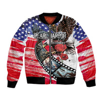 Pearl Harbor Remembrance Day Personalized Bomber Jacket Lest We Forget - The Bald Eagle Remembers - Polynesian Pride