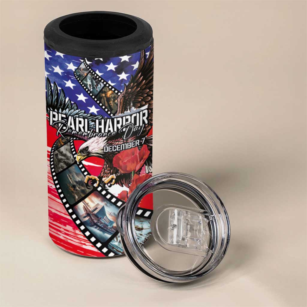 Pearl Harbor Remembrance Day Personalized 4 in 1 Can Cooler Tumbler Lest We Forget - The Bald Eagle Remembers - Polynesian Pride