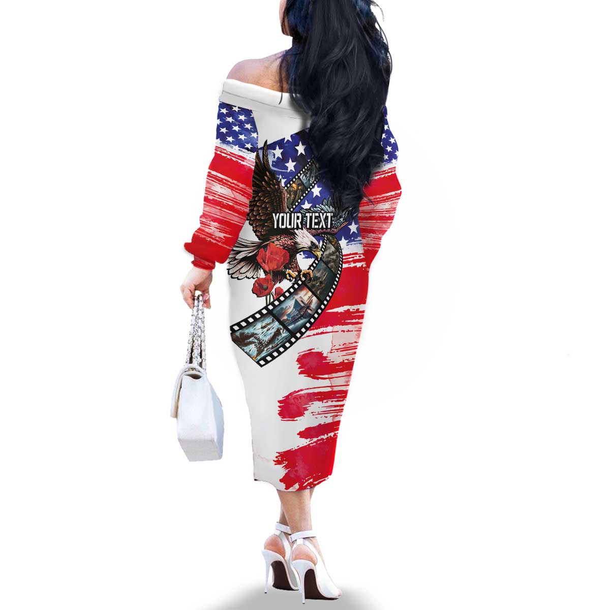 Pearl Harbor Remembrance Day Personalized Family Matching Off The Shoulder Long Sleeve Dress and Hawaiian Shirt Lest We Forget - The Bald Eagle Remembers - Polynesian Pride