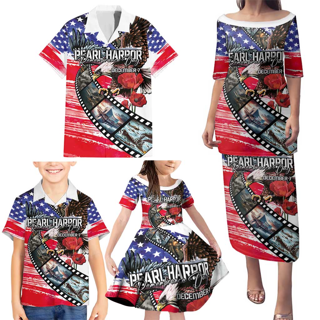 Pearl Harbor Remembrance Day Personalized Family Matching Puletasi and Hawaiian Shirt Lest We Forget - The Bald Eagle Remembers - Polynesian Pride