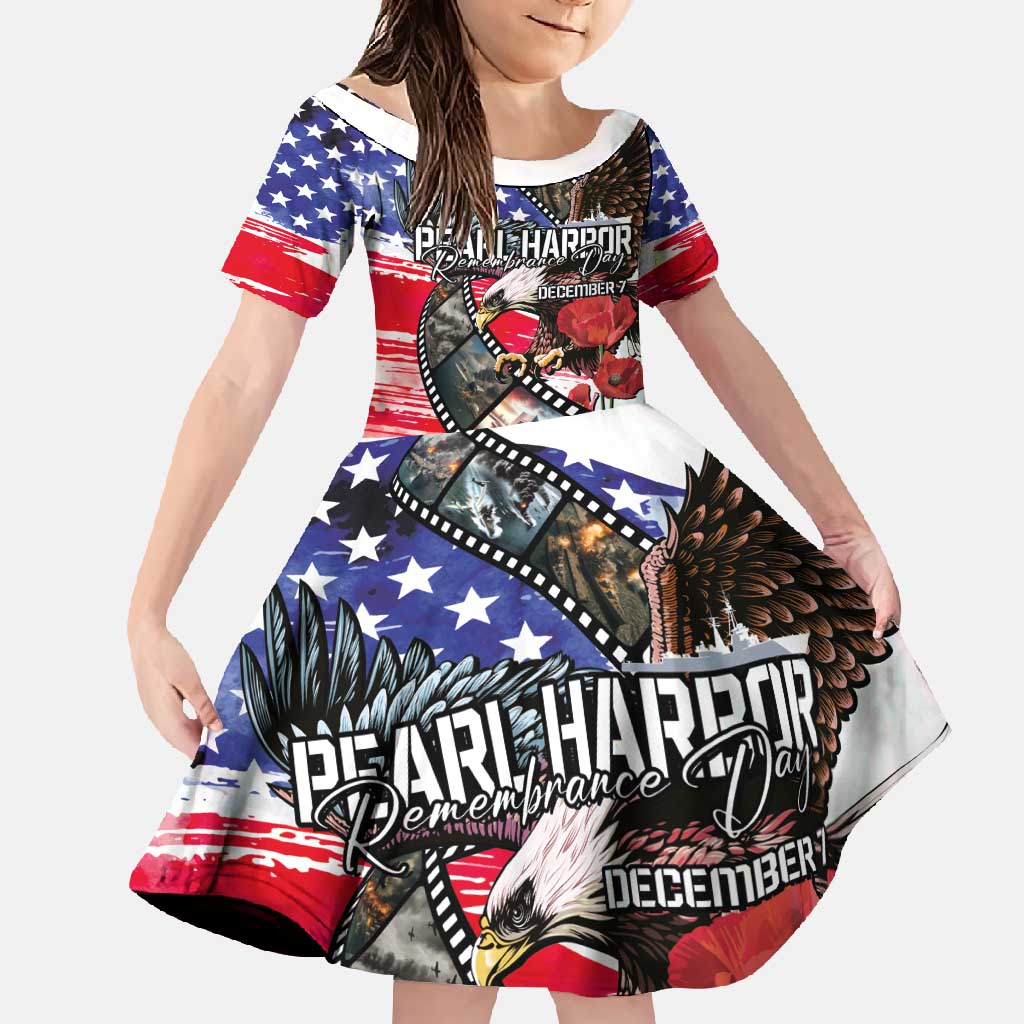 Pearl Harbor Remembrance Day Personalized Family Matching Summer Maxi Dress and Hawaiian Shirt Lest We Forget - The Bald Eagle Remembers LT03 Daughter's Dress White - Polynesian Pride
