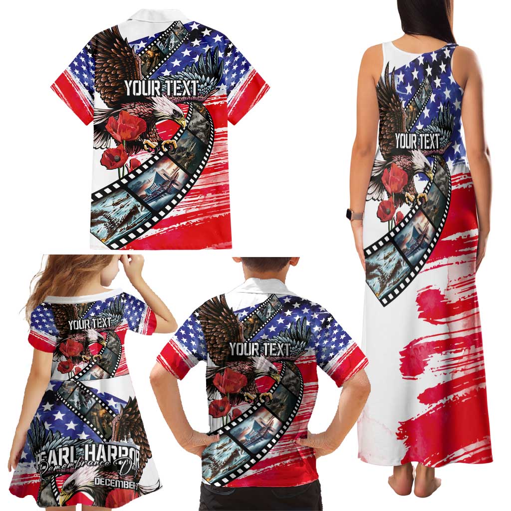 Pearl Harbor Remembrance Day Personalized Family Matching Tank Maxi Dress and Hawaiian Shirt Lest We Forget - The Bald Eagle Remembers - Polynesian Pride